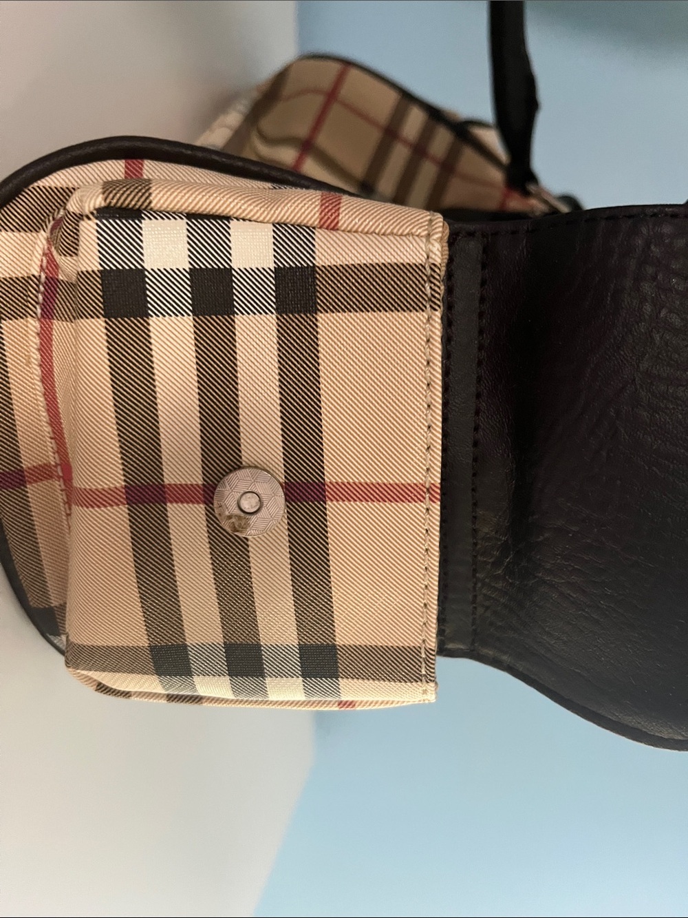 Classic Plaid Satchel Handbag in Beige - Picture 3 of 16
